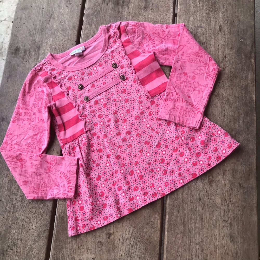 Naartjie Rain Drops Top Fair Pink Buttons Girls 6 - Picture 1 of 8